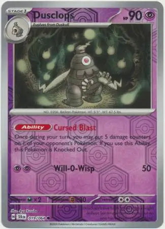 019/064 Dusclops Reverse Holo Shrouded Fable Pokémon Card