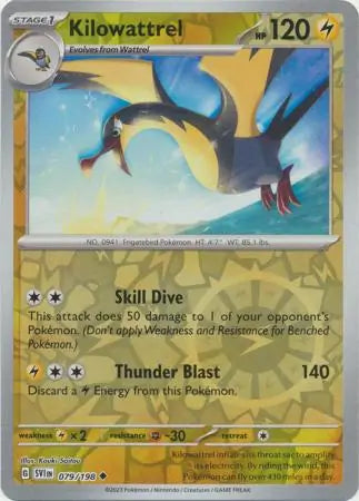 079/198 Kilowattrel Reverse Holo Scarlet & Violet Base Set Pokémon Card