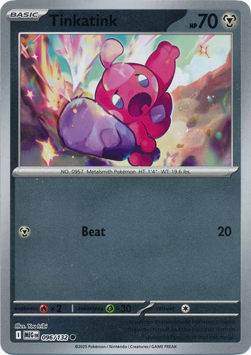096/132 Tinkatink Reverse Holo Mega Evolution Pokémon Card