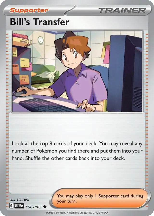 156/165 Bill's Transfer 151 Pokémon Card