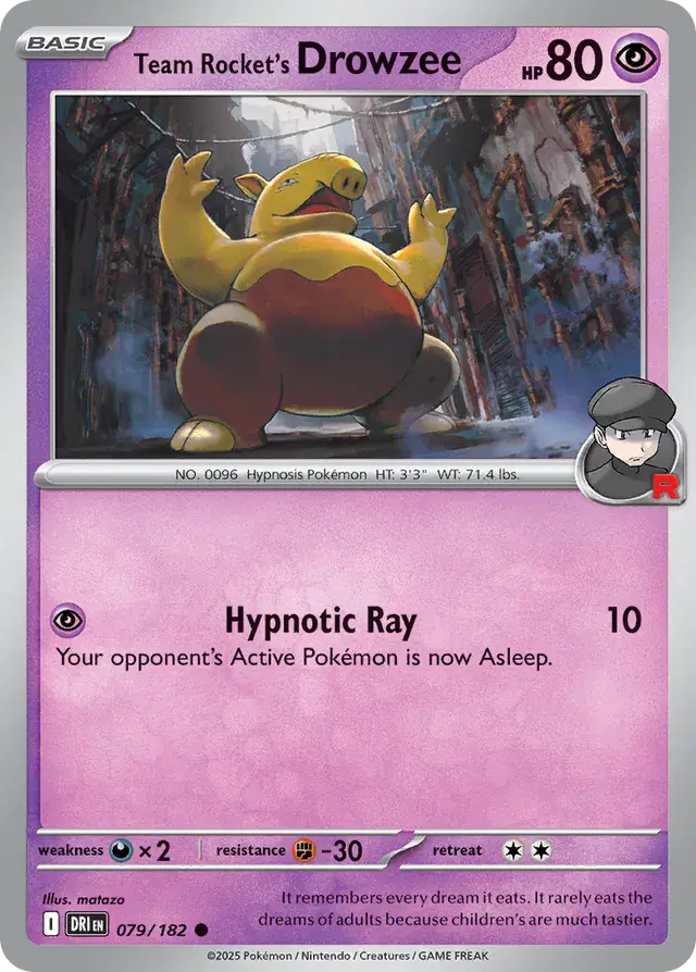 079/182 Team Rocket's Drowzee Destined Rivals Pokémon Card