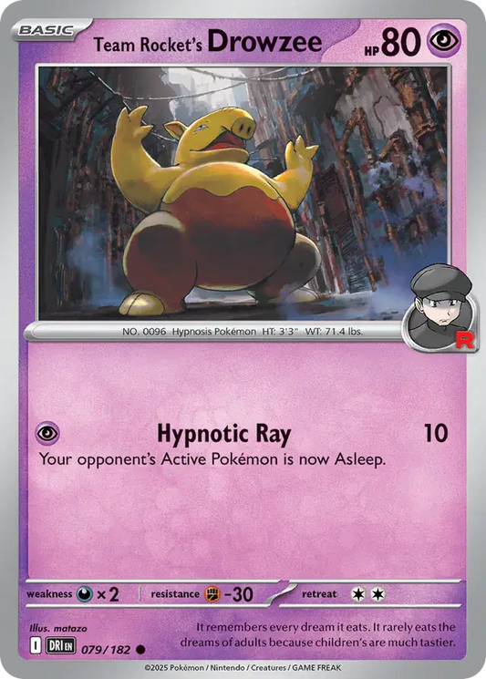 079/182 Team Rocket's Drowzee Destined Rivals Pokémon Card