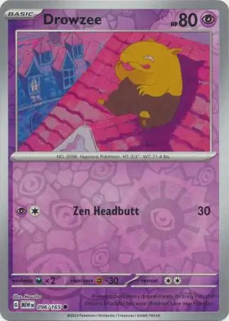 096/165 Drowzee Reverse Holo 151 Pokémon Card