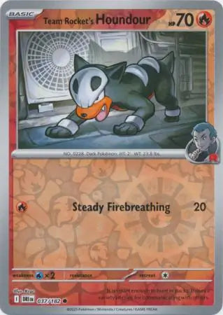 037/182 Team Rocket's Houndour Reverse Holo Destined Rivals Pokémon Card