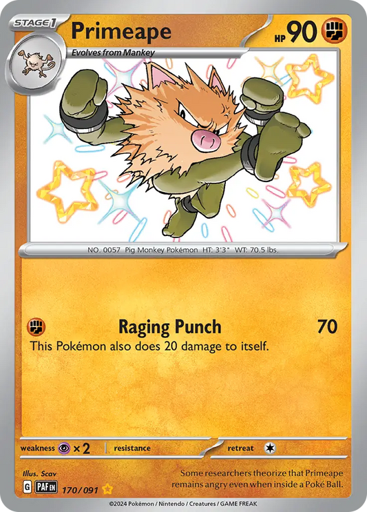 170/091 Primeape Paldean Fates Pokémon Card