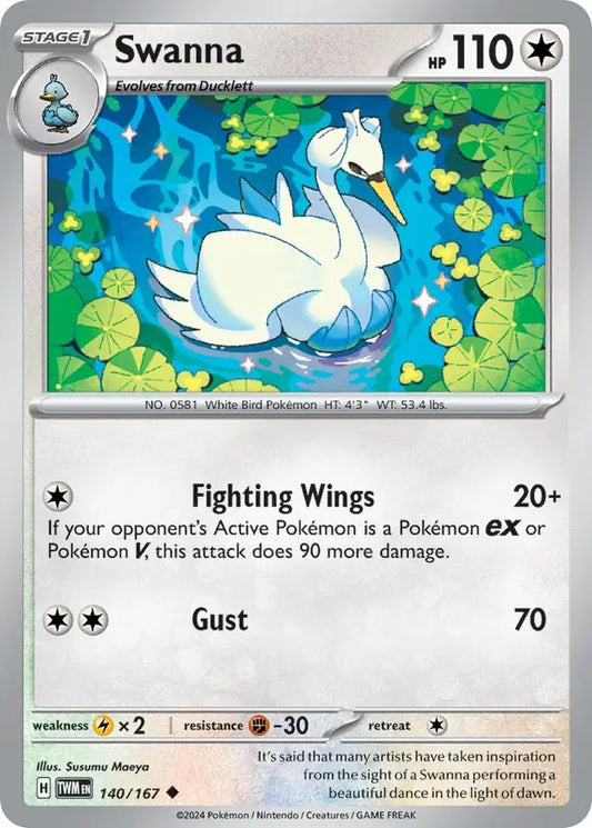 140/167 Swanna Twilight Masquerade Pokémon Card