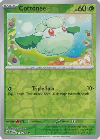 014/162 Cottonee Reverse Holo Temporal Forces Pokémon Card