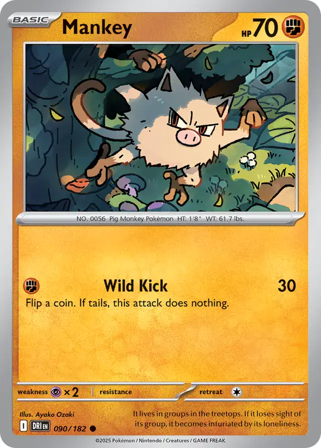 090/182 Mankey Destined Rivals Pokémon Card