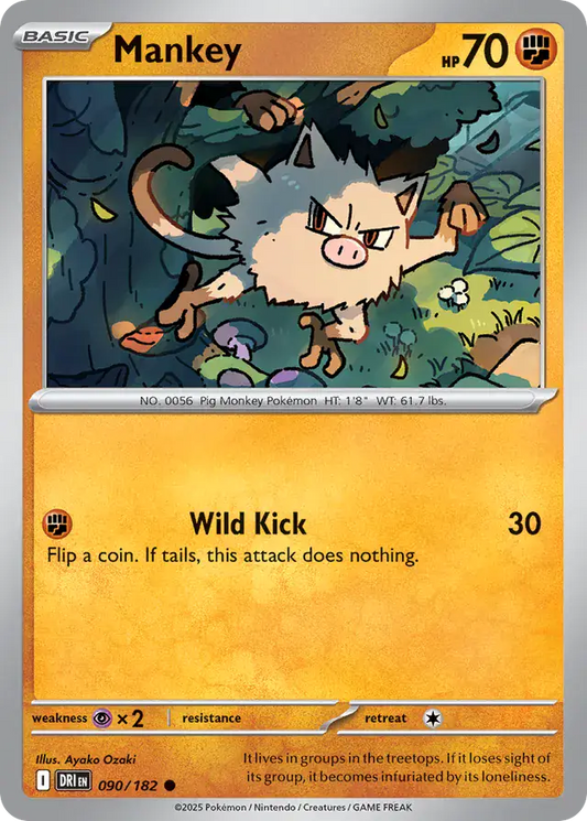 090/182 Mankey Destined Rivals Pokémon Card