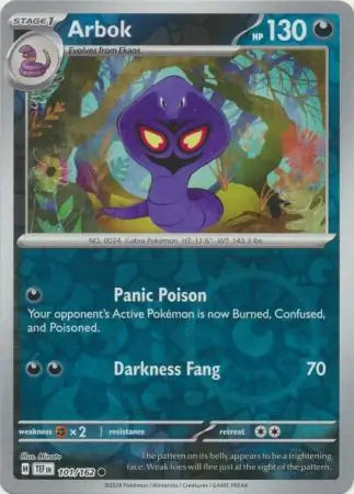 101/162 Arbok Reverse Holo Temporal Forces Pokémon Card