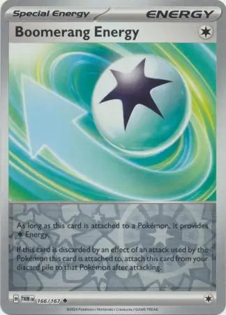 166/167 Boomerang Energy Reverse Holo Twilight Masquerade Pokémon Card
