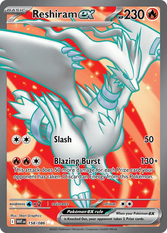 158/086 Reshiram ex White Flare Pokémon Card