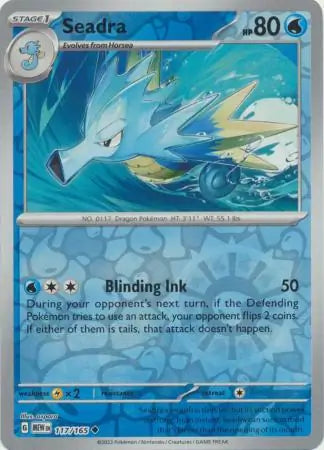 117/165 Seadra Reverse Holo 151 Pokémon Card