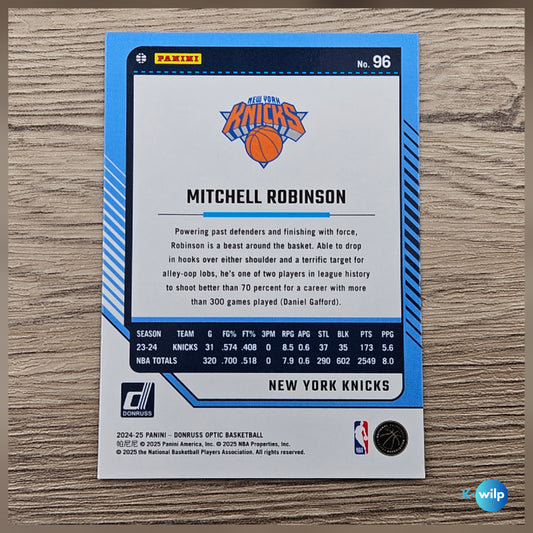 096 Mitchell Robinson, New York Knicks 2024/2025 Donruss Optic Basketball Panini Trading Card