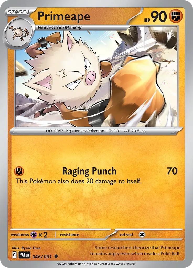 046/091 Primeape Paldean Fates Pokémon Card