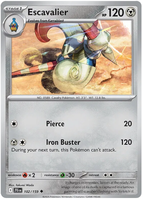 102/159 Escavalier Journey Together Pokémon Card