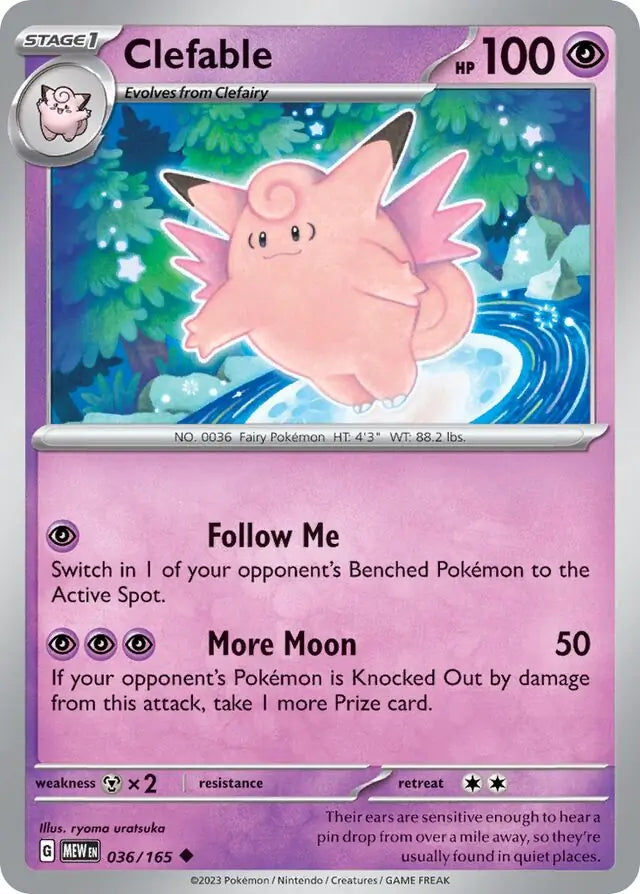 036/165 Clefable 151 Pokémon Card
