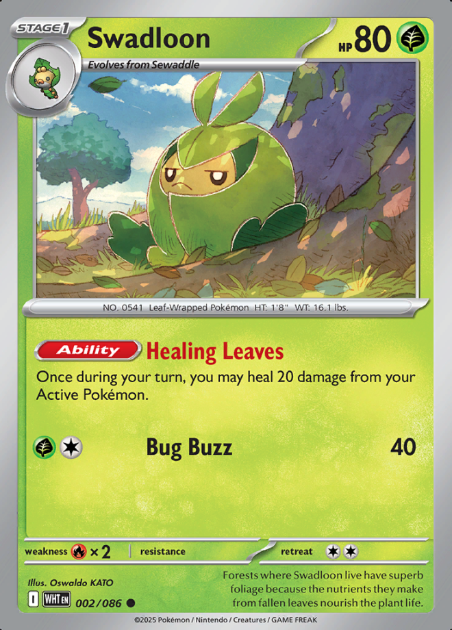 002/086 Swadloon White Flare Pokémon Card