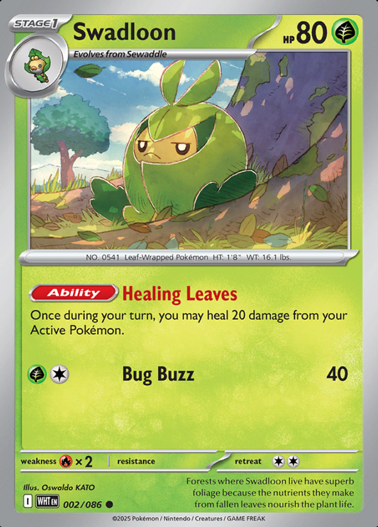 002/086 Swadloon White Flare Pokémon Card