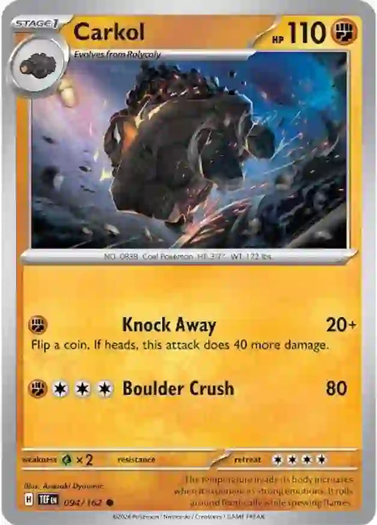 094/162 Carkol Scarlet & Violet Temporal Forces Pokémon Card