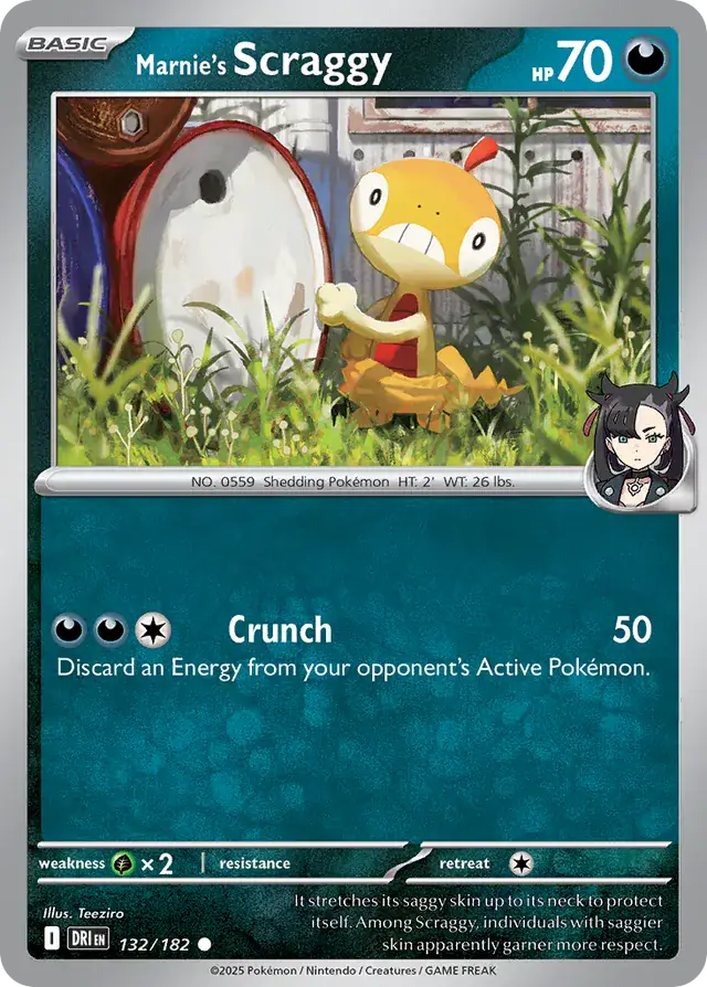 132/182 Marnie's Scraggy Destined Rivals Pokémon Card
