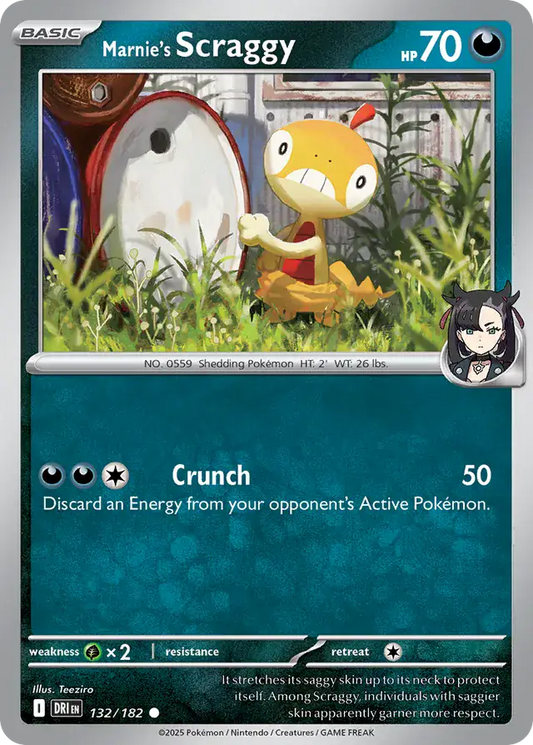 132/182 Marnie's Scraggy Destined Rivals Pokémon Card