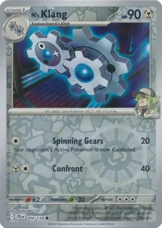104/159 N's Klang Reverse Holo Journey Together Pokémon Card