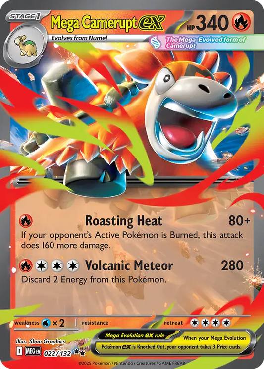 022/132 Mega Camerupt ex Mega Evolution Pokémon Card