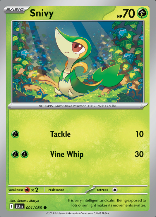 001/086 Snivy Black Bolt Pokémon Card