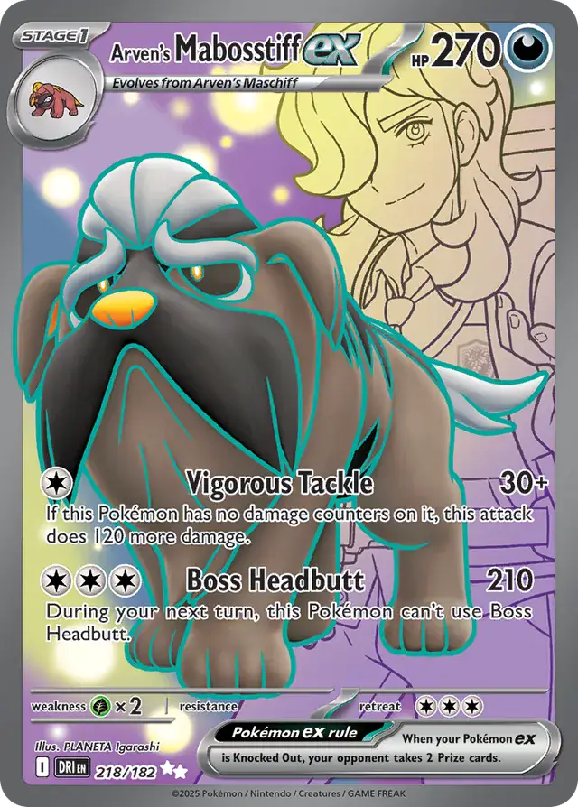 218/182 Arven's Mabosstiff ex Destined Rivals Pokémon Card