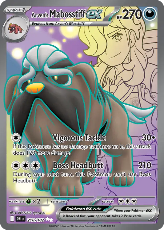 218/182 Arven's Mabosstiff ex Destined Rivals Pokémon Card