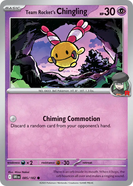085/182 Team Rocket's Chingling Destined Rivals Pokémon Card