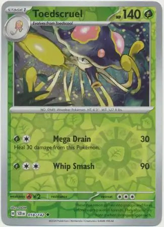 018/142 Toedscruel Reverse Holo Stellar Crown Pokémon Card