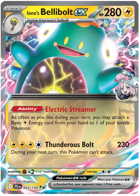 053/159 Iono's Bellibolt ex Journey Together Pokémon Card