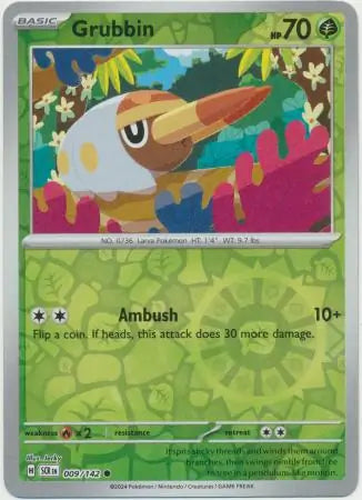 009/142 Grubbin Reverse Holo Stellar Crown Pokémon Card