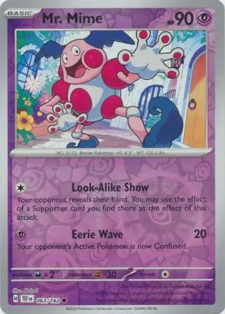 063/162 Mr. Mime Reverse Holo Temporal Forces Pokémon Card