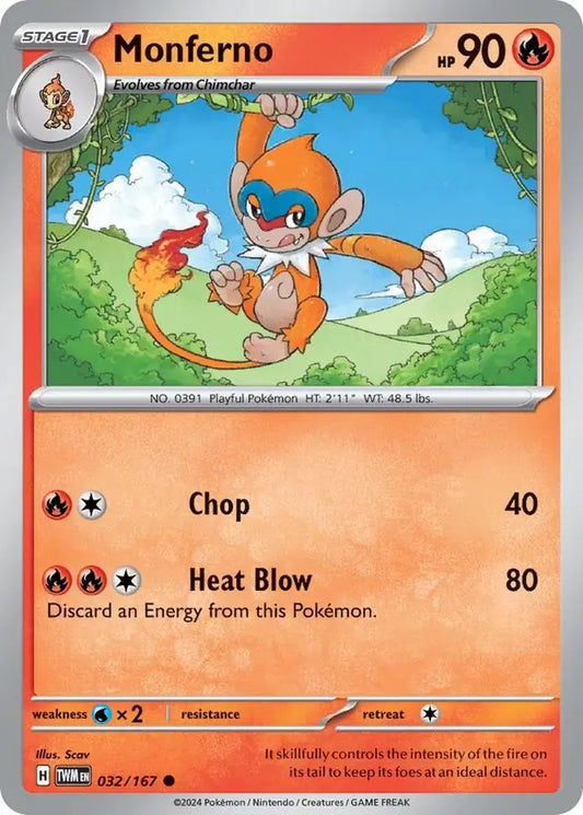 032/167 Monferno Twilight Masquerade Pokémon Card