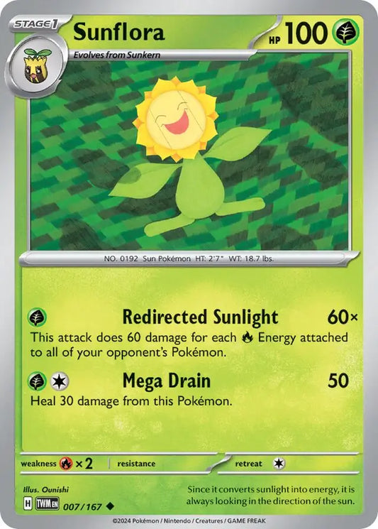 007/167 Sunflora Twilight Masquerade Pokémon Card