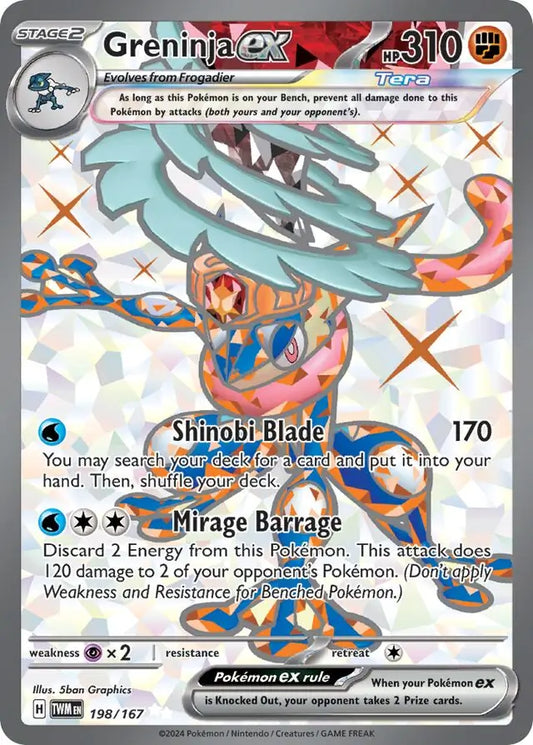 198/167 Greninja ex Twilight Masquerade Pokémon Card