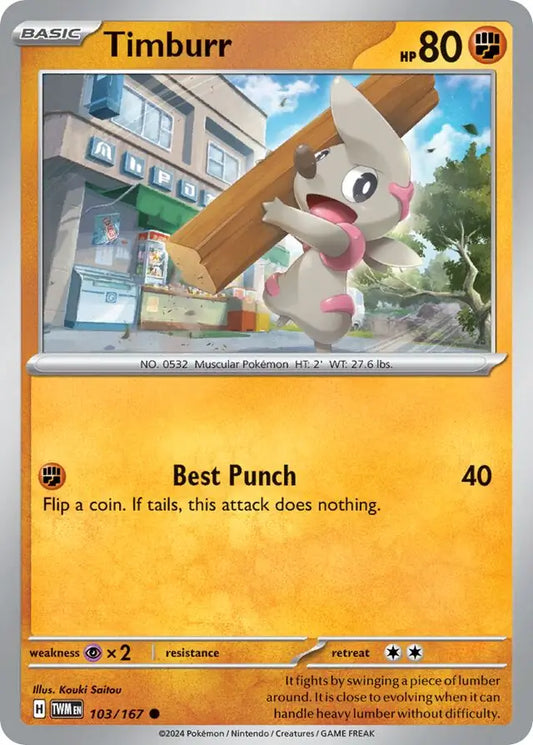 103/167 Timburr Twilight Masquerade Pokémon Card