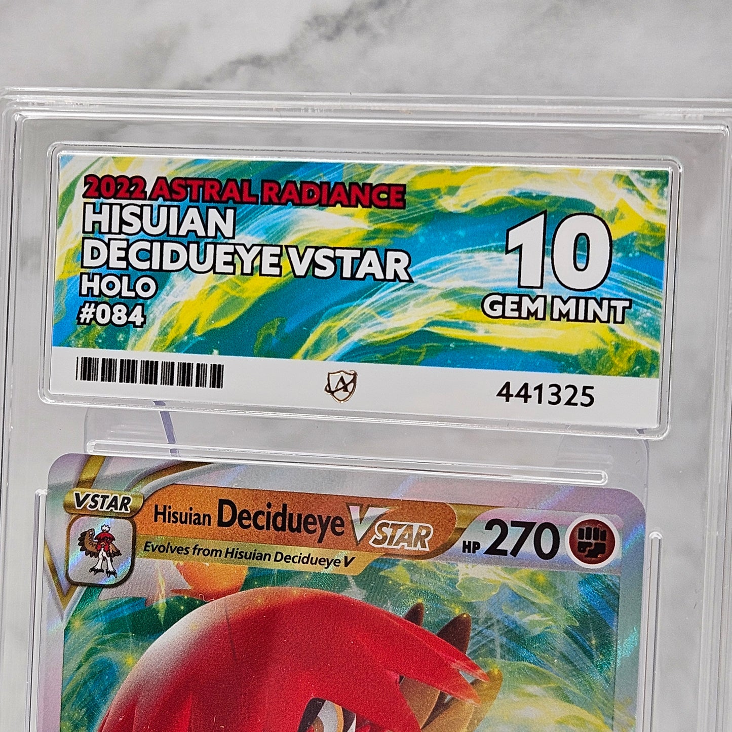 Hisuian Decidueye VStar 084/189 English Astral Radiance Pokémon Card ACE Graded 10