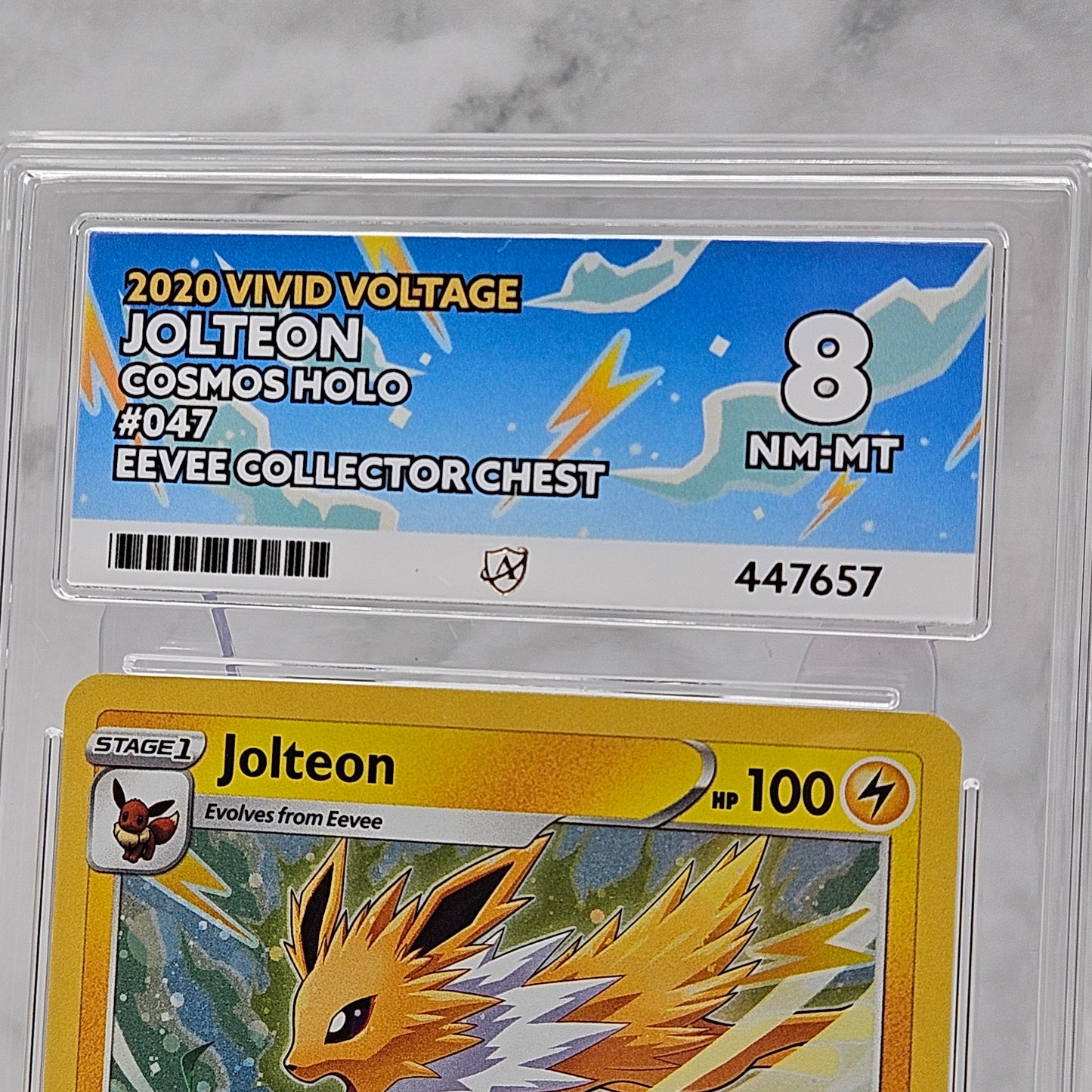 Jolton 047/185 English Vivid Voltage Cosmos Holo Pokémon Card ACE Graded 8