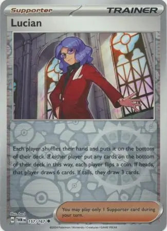 157/167 Lucian Reverse Holo Twilight Masquerade Pokémon Card