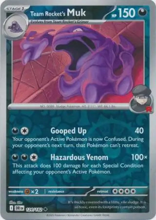 124/182 Team Rocket's Muk Reverse Holo Destined Rivals Pokémon Card