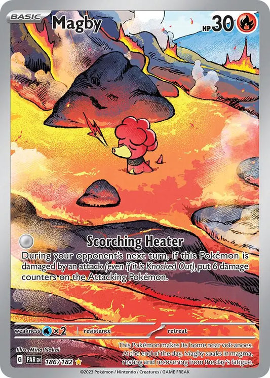 186/182 Magby Paradox Rift Pokémon Card
