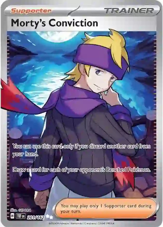 201/162 Morty's Conviction Scarlet & Violet Temporal Forces Pokémon Card