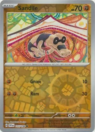115/198 Sandile Reverse Holo Scarlet & Violet Base Set Pokémon Card