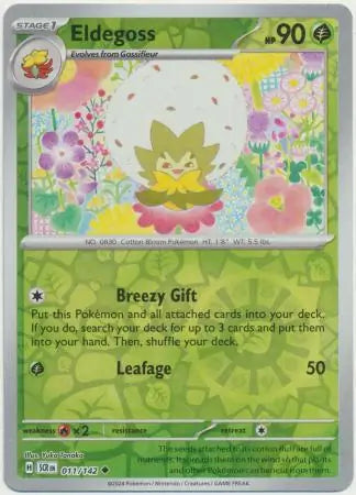 011/142 Eldegoss Reverse Holo Stellar Crown Pokémon Card