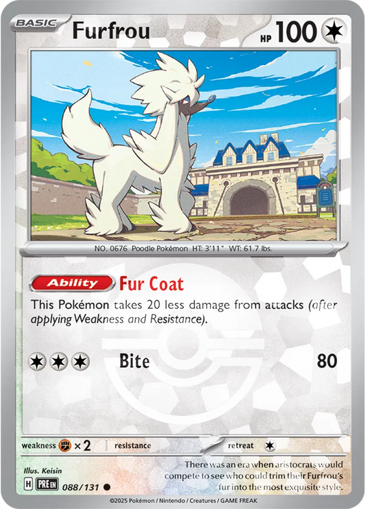 088/131 Furfrou Poke Ball Holo Prismatic Evolutions Pokémon Card