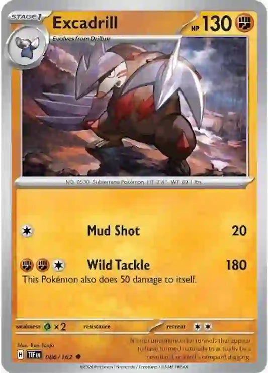 086/162 Excadrill Scarlet & Violet Temporal Forces Pokémon Card